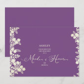 Carte Purple Maid of Honor Proposal Botanical Frame (Devant / Derrière)