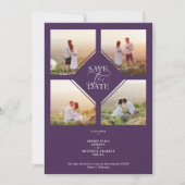 Carte Purple Minimalist Wedding Fancy 4 Photos Collage (Devant)