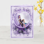 Carte Purple Moon Enfants et flocs de neige (Fleur jaune)
