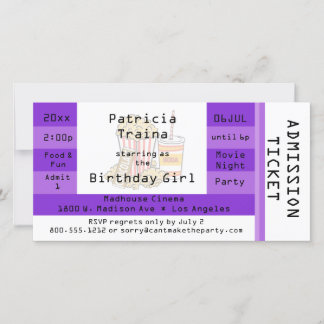 Carte Purple Movie Night Party Admission Billetterie Inv