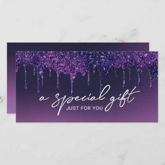 Carte Purple Parties scintillant Drives Salon Spa Certif (Devant / Derrière)