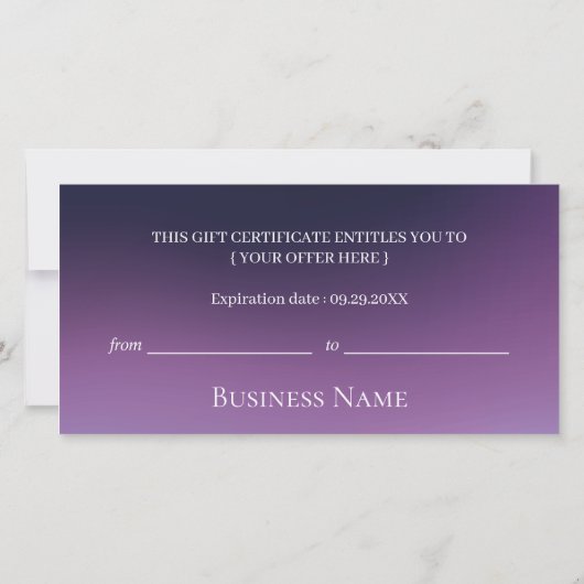 Carte Purple Parties scintillant Drives Salon Spa Certif (Dos)