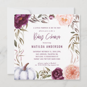 Carte Purple + pêche florale, citrouille baby shower de