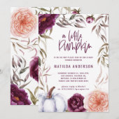 Carte Purple + pêche florale, citrouille baby shower de  (Devant / Derrière)