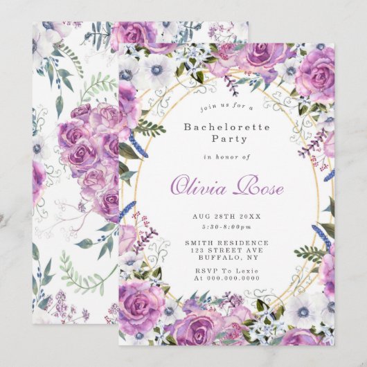 Carte Purple Peony Anemone Bachelorette (Devant / Derrière)