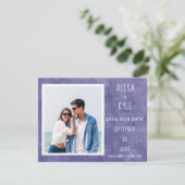Carte Purple Photo moderne Enregistrer la date (Debout devant)