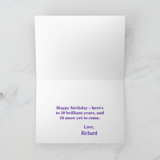 Carte Purple rose jaune bleu moderne 50e anniversaire (Intérieur)