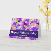 Carte Purple rose jaune bleu moderne 50e anniversaire (Fleur jaune)