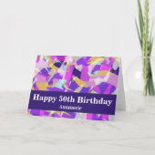 Carte Purple rose jaune bleu moderne 50e anniversaire (Devant)