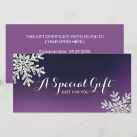 Purple Snowflake Beauté Salon Certificat cadeau