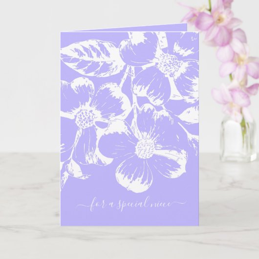 Carte Purple Special Niece Blanc Floral Anniversaire (Orchidée)
