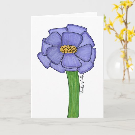 Carte Purple Square Flower- Blank (Fleur jaune)