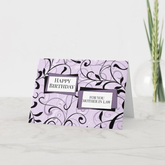 Carte Purple Swirls Mère en droit Anniversaire (Devant)