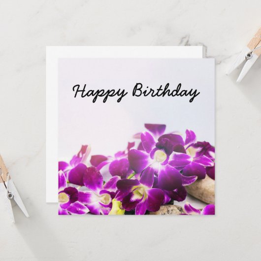 Carte Purple Thai Orchid est à l'anniversaire des arrièr (Devant/Arrière en situation)