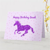 Carte Purple Unicorn Joyeux Anniversaire Personnalisé (Fleur jaune)