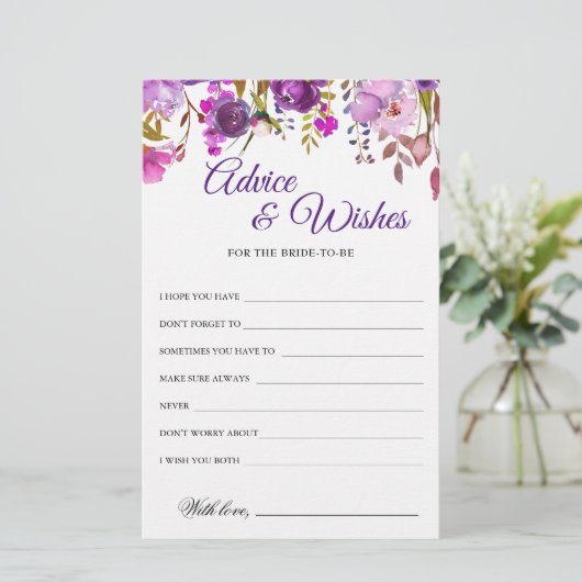 Carte Purple Violet Peony Floral Conseils et Voeux (Debout devant)