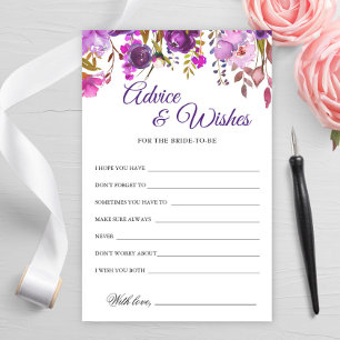 Carte Purple Violet Peony Floral Conseils et Voeux