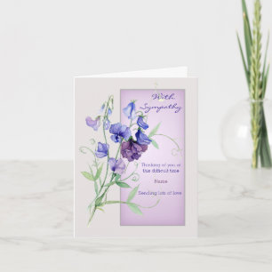 Carte Purple violet sweet pea flowers