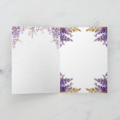Carte 👉 Purple Wisteria Gold Floral Monogram Wedding En (Intérieur)