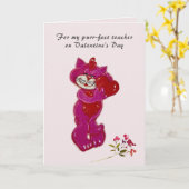 Carte Purr-Fect enseignant peint à la main Chat Saint-Va (Fleur jaune)