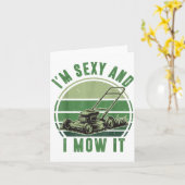 Carte Push Lawn Mower I'm Y And I Mow It Funny Mowing Da (Fleur jaune)