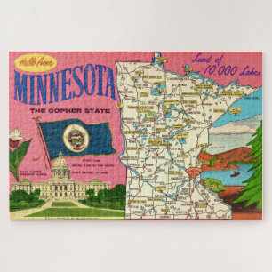 Carte puzzle de l'État du Minnesota 20x30