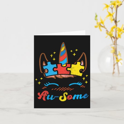 Carte Puzzle de visage de licorne Ausome Sensibilisation (Fleur jaune)