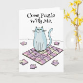 Carte Puzzle valentine Jigsaw Cat puzzles (Fleur jaune)