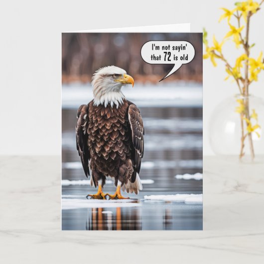 Carte Pygargue à tête blanche sur glace pour son 72e ann (Fleur jaune)