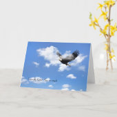 Carte Pygargue à tête blanche volant dans les nuages (Fleur jaune)