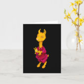 Carte Pyjama Rouge Llama Pour Enfants (Fleur jaune)