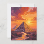 Carte Pyramides d'Égypte Sunset Travel Painting Card (Devant)