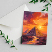 Carte Pyramides d'Égypte Sunset Travel Painting Card