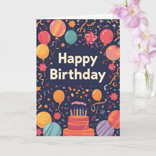 Carte pyschedelic birthday card (Orchidée)