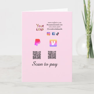 Carte Q R code PayPal venmo scan pay add social media de
