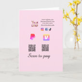 Carte Q R code PayPal venmo scan pay add social media de (Fleur jaune)