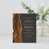 Carte QR Code Budget Rust Agate Doré 50e Anniversa (Debout devant)