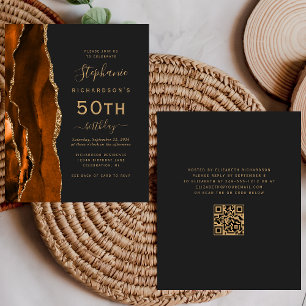 Carte QR Code Budget Rust Agate Doré 50e Anniversa