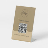 Carte QR Code Café noir Menu Logo Panneau moderne  (Recto)