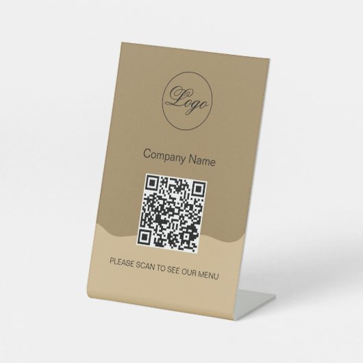 Carte QR Code Café noir Menu Logo Panneau moderne  (Recto)
