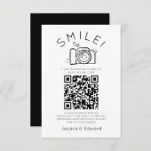Carte Qr Code Capture Mariage Photos Black Chic Modern (Devant / Derrière)