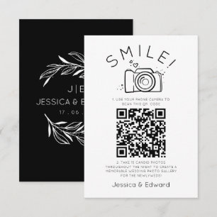 Carte Qr Code Capture Mariage Photos Black Chic Modern