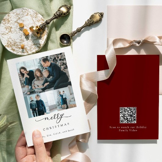 Carte QR Code Famille Vidéo Script Photo Joyeux Noël