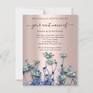 Carte QR CODE Floral Meadow Fleur sauvage Rose bleu