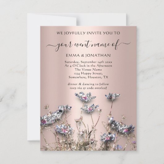 Carte QR CODE Floral Meadow Fleur sauvage Rose de verdur (Devant)