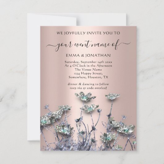 Carte QR CODE Floral Meadow Fleur sauvage vert pourpre (Devant)