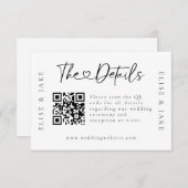 Carte QR Code Heart Font Mariage Détails (Devant / Derrière)