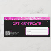 Carte QR Code Luxury Hot Pink Girl Neon certificat cadea (Dos)
