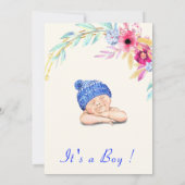 Carte QR Code mignon couchage bébé garçon douche Invitat (Dos)