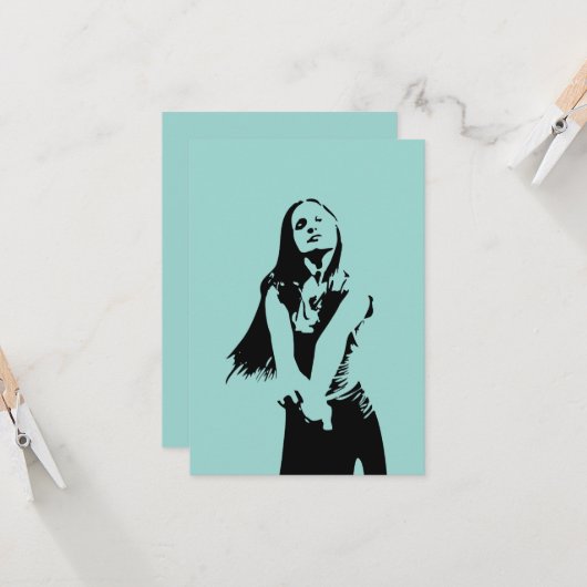 Carte Qr Code Mode Black Dancing Girl Silhouette (Devant/Arrière en situation)